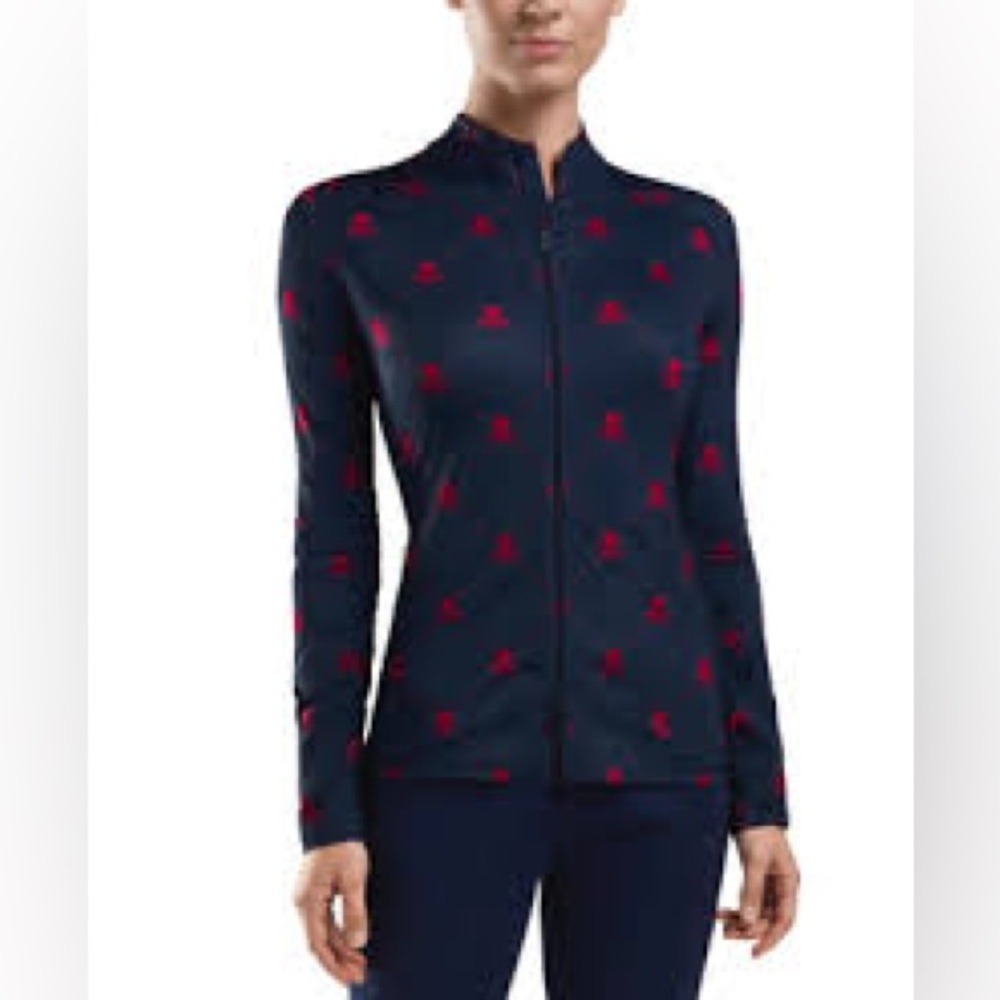 🔴⛳️G/FORE Golf Skull Killer Jacket in twilight blue with a red skull print⛳️